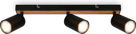 Briloner tib - projecteur de plafond - 2172034 - orientable - marche arrêt via interrupteur mural - 15,5 x 5,5 x 44 cm - bois noir