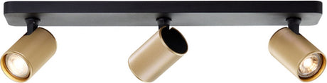 Brilliant marty - plafondspot - gu10 3x5w 3000k - zwart goudkleurig