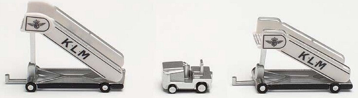 Escalier historique Herpa (2 pcs.) + tracteur (1 pc.) klm (nl) 1:200