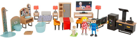 Small foot – ensemble complet moderne de meubles de maison de poupée en bois, 31 pièces.