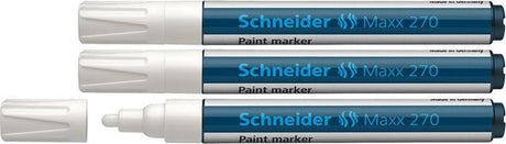 Schneider schrijfwaren schneider lakmarker - maxx 270 - 1-3 mm - wit - 3 stuks - s-127049-3