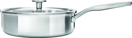 Poêle à frire multicouche Kitchenaid en inox - ø 24cm 3,1l - avec couvercle en verre - induction - sans PFA