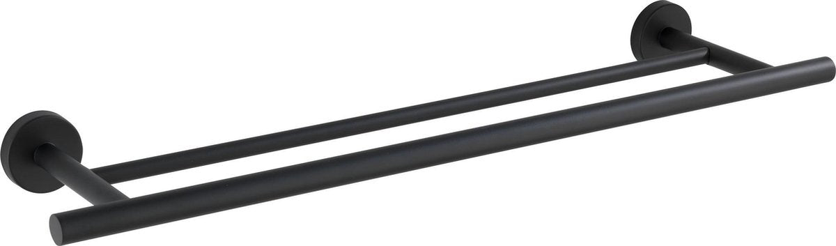 Wenko porte-serviettes double bosio duo acier inoxydable noir mat 60cm de large - porte-serviettes - porte-serviettes - porte-serviettes