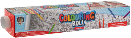 Rouleau de couleur de groupe d'artisanat créatif avec imprimé et 6 crayons de couleur, 250x42cm