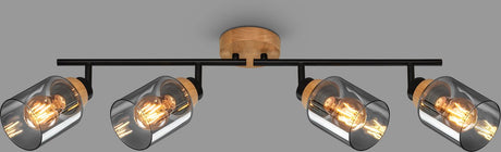 Briloner - hema - spot, avec bois, verre fumé, 4x e27 max. 10w