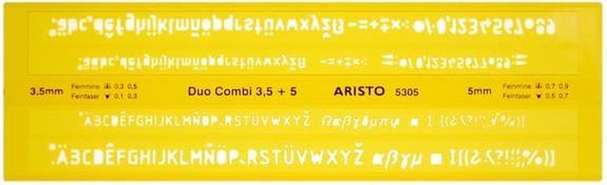 Modèle de lettre Aristo duo-combi - dimensions 245x75mm - hauteur lettre 3,5 5mm - profil h - orange transparent - ar-5305