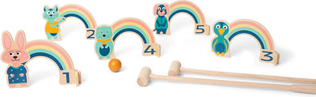 Bs toys jeu de croquet arc-en-ciel pour enfants - jouets pour enfants à partir de 3 ans - jouets d'extérieur - 9 pièces