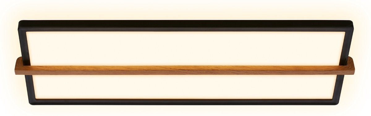 Briloner remsa - Plafonnier LED - Plafonnier à lumière indirecte - Lumière blanc chaud - 20 x 60,5 x 4,5 cm - Bois noir