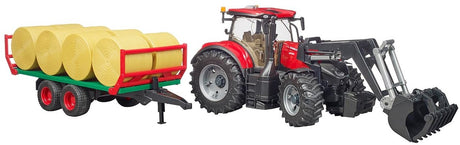 Bruder 3198 case ih optum 3 cvx avec chargeur frontal, wagon à balles