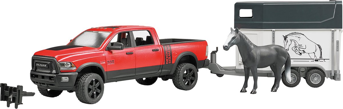Voiture Bruder Dodge Ram avec remorque à chevaux