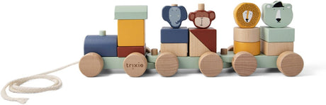 Jouets en bois Trixie - Train d'animaux - avec blocs de construction - Coffret de train avec blocs - à partir de 1,5 ans - pour garçons et filles - FSC