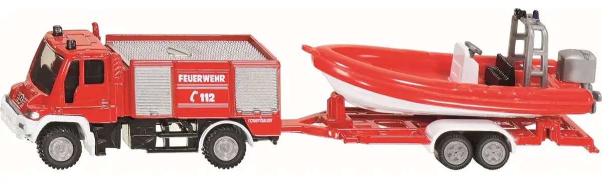 Siku 1636 pompiers unimog avec bateau 167x29x42mm