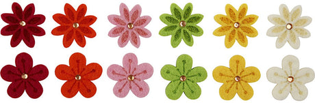 Creativ company fleurs en feutre avec strass, d 30 mm, épaisseur 2,5 mm, 12 pièces 1 boîte