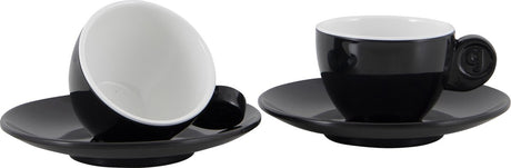 Gimex - ligne solide - service à expresso - noir et blanc - 85 ml - 2 pièces