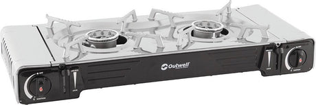Outwell - cuisinière à gaz - camping - portable - apéritif - maxi - 2 brûleurs - gris argenté