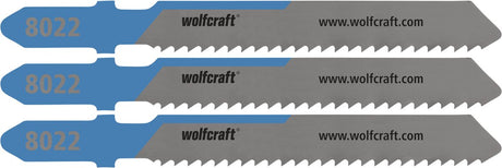 Wolfcraft - lames de scie sauteuse en acier 6 mm - 3 pièces - coupe fine - lame de scie sauteuse hss tige en T - 8022000