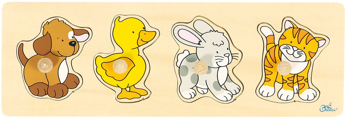 Goki puzzle en bois chien canard lapin chat