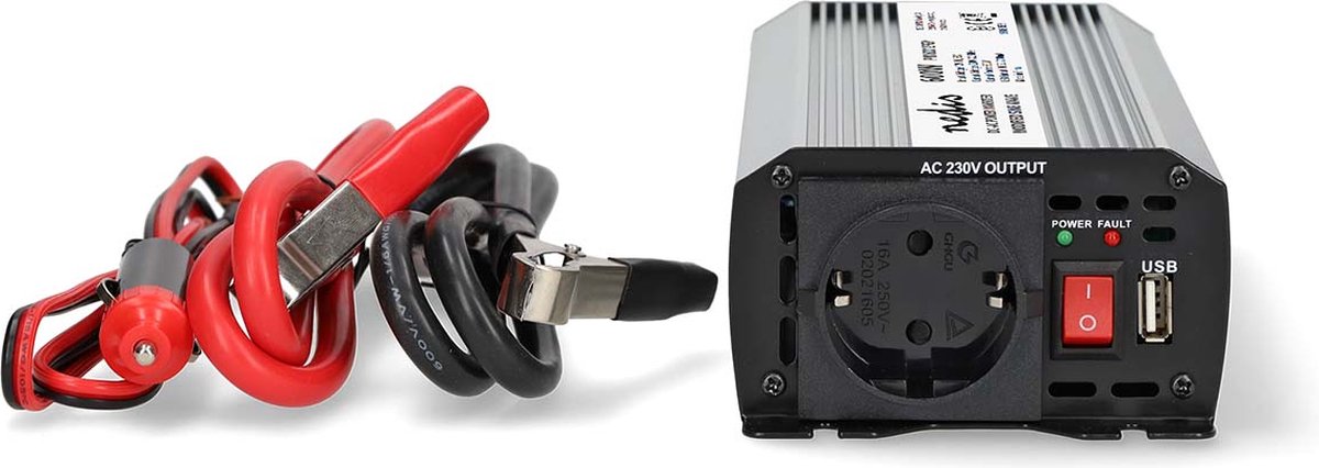 Onduleur de voiture Nedis 600w – 12v 230v – prise port de charge USB – onde sinusoïdale modifiée – bornes de batterie allume-cigare – convertisseur de tension