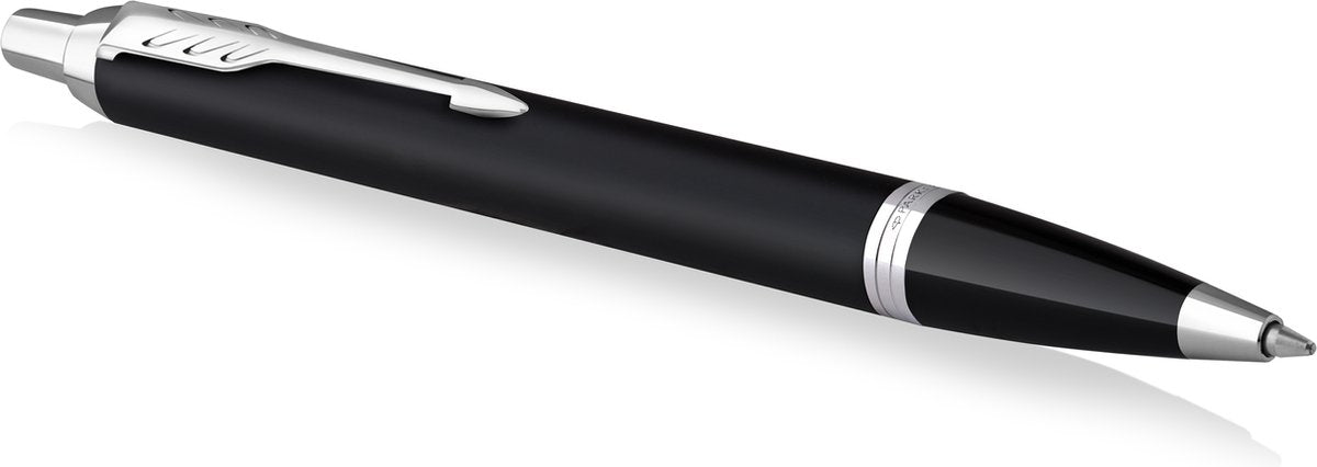 Stylo à bille Parker IM - noir mat avec finition chromée - pointe moyenne - avec coffret cadeau