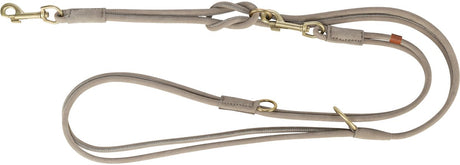 Trixie Laisse pour chien Pure réglable ronde en cuir cousu gris clair