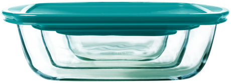Pyrex - plat de cuisine rectangle avec couvercle lot de 3 pièces - verre borosilicate - transparent -