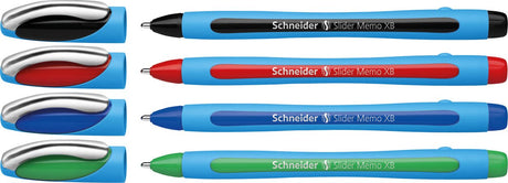 Schneider writing instruments stylo à bille schneider - slider memo - xb 1,4 mm - 4 pièces sur blister - s-75020