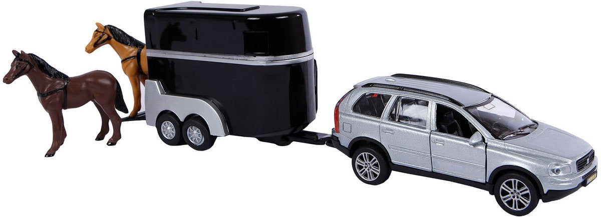 Globe terrestre pour enfants Volvo XC90 moulé sous pression avec remorque à chevaux, 27 cm