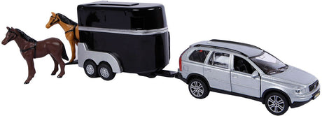 Kids Globe Die Cast Volvo XC90 avec remorque de cheval, 27 cm