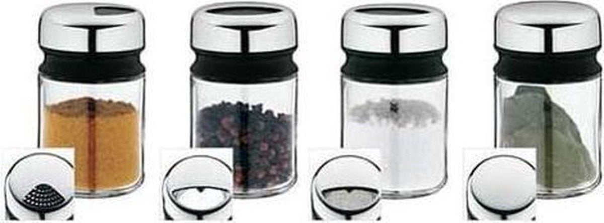 Dépôt WMF - pots à épices - 4 pièces - acier inoxydable - couvercle transparent - pour herbes fraîches