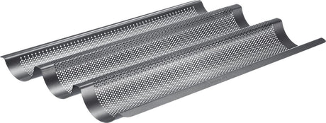 Westmark baguette bakvorm, voor 3 stokbroodjes, lengte: 38,5 cm elk, staal, anti-aanbakbedekt, lang, antraciet, 32982260