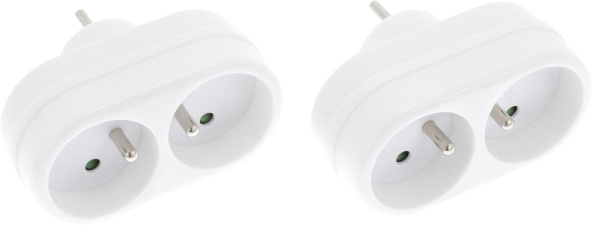 Fiche de distribution Exin – domino – 2 x broches terre – blanc – 2 pièces