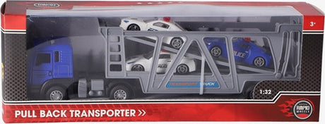 Camion à roues rapides avec 3 voitures - gris