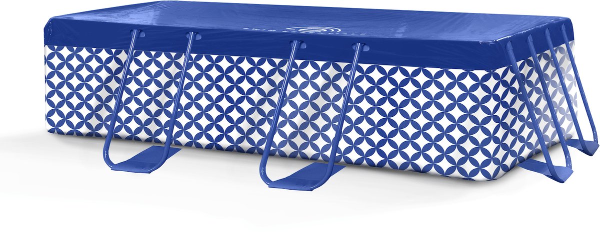 Élégance | couverture de piscine bleu foncé et blanche - 200 x 400 cm