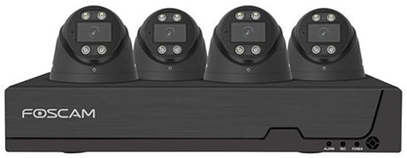 Foscam fn9108e-t4-2t kit ensemble de caméras de sécurité - 4 caméras - poe - mémoire 2 To - vision nocturne 20m - 5mp - noir