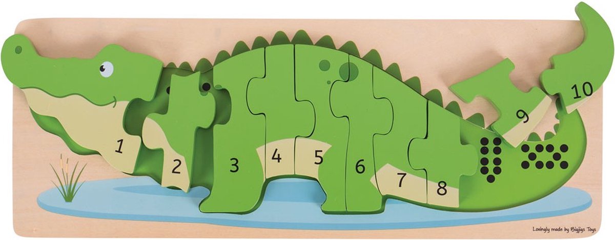 Bigjigs jouet puzzle en bois 3d crocodile - bigjigs