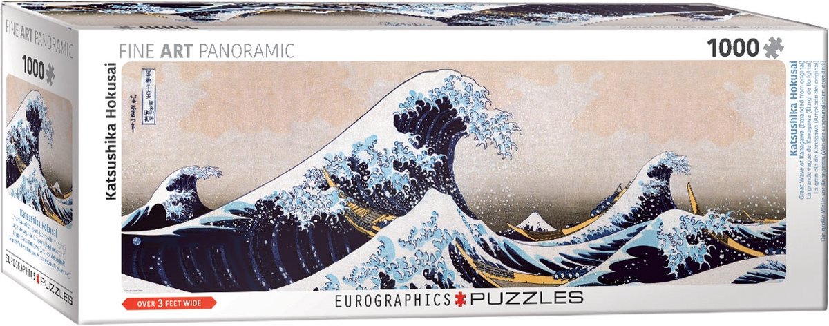 Eurographics - la grande vague au large de Kanagawa (élargi par rapport à l'original) [神奈川沖浪裏 kanagawa-oki nami ura] - katsushika hokusai - 1000 pièces 96×32cm (l×h) - puzzle panorama fine art