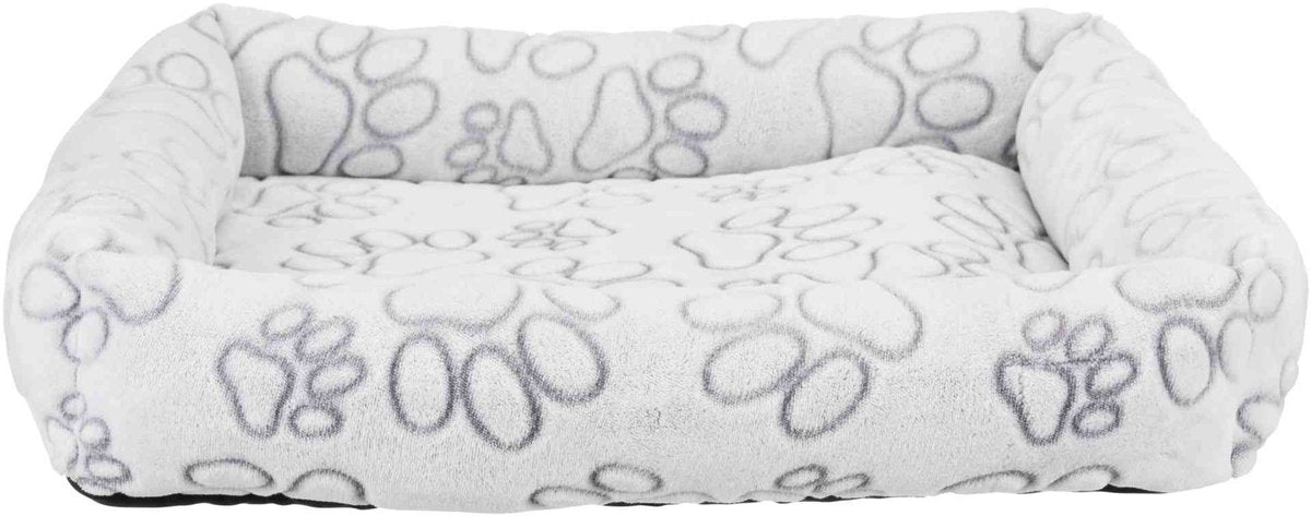 Lit pour chien Trixie - Nando angulaire gris clair - 60x50 cm, peluche, polyester, rembourrage en caoutchouc mousse