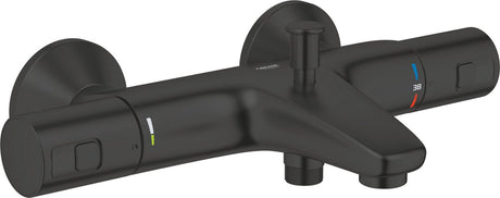 Robinet de bain thermostatique Grohe à démarrage précis - 15 cm - économie d'eau - avec inverseur - raccords inclus - noir mat