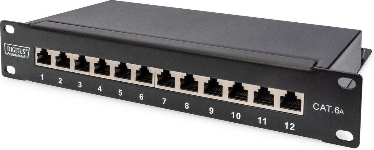 Panneau de brassage réseau Digitus dn-91612s-ea 12 ports 254 mm (10) cat 6a 1 he équipé