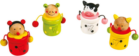Small foot - pot à dents de bébé en bois animal, 4 pcs.