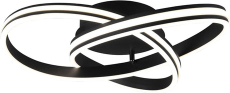 Trio nuria - plafonnier - noir mat - incl. 1x SMD 58w - dimmable avec interrupteur - montage au plafond - dip - interrupteur