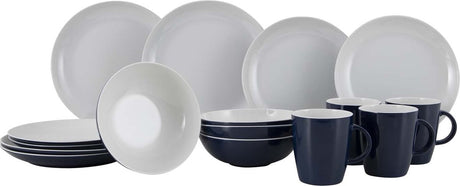Vaisselle Gimex ligne unie - bleu blanc - 16 pièces
