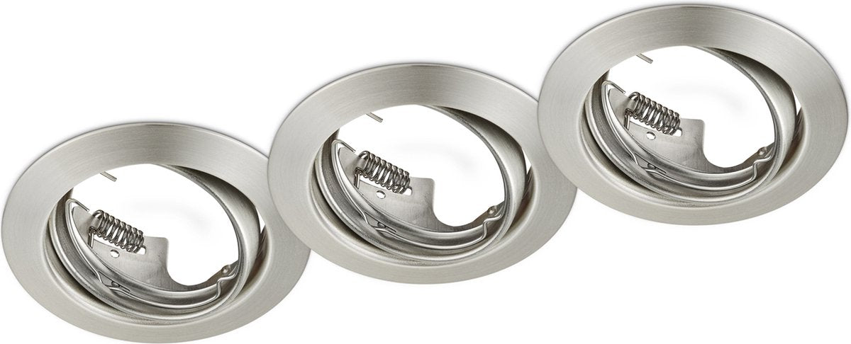 Trio jura - spot encastrable - nickel mat - excl. 3x gu10 3 w - pivotant - montage au plafond - rond