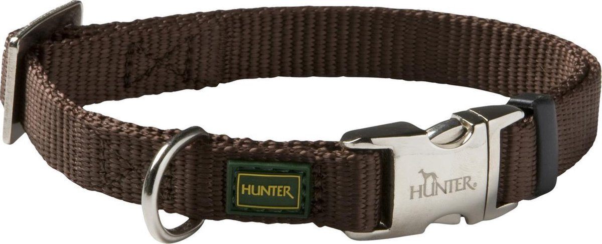 Hunter collier à clic alu nylon soft marron - collier pour chien - 40-55x2,0 cm