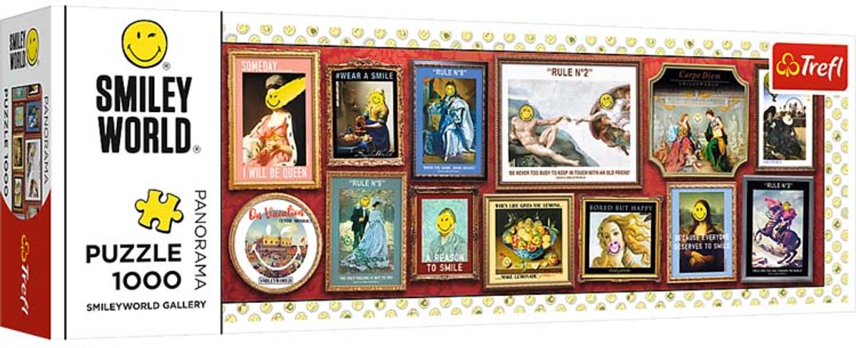 Puzzle Trefl 1000 pièces - galerie smileyworld en carton coloré.