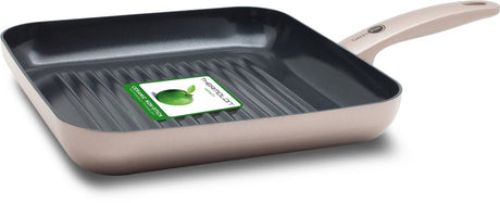 Poêle grill Greenpan Cambridge 28x28 cm - revêtement antiadhésif sans PFA - poêle grill induction - poêle céramique - passe au four jusqu'à 180°c - poignées froides - bronze