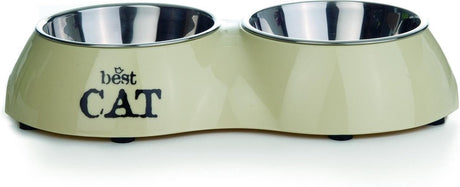 Beeztees best cat - dinerset kat - beige - 26,5x15x4,5 - 2x 160 ml