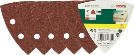Jeu de feuilles abrasives Bosch 25 pièces pour ponceuses Delta - grain 40