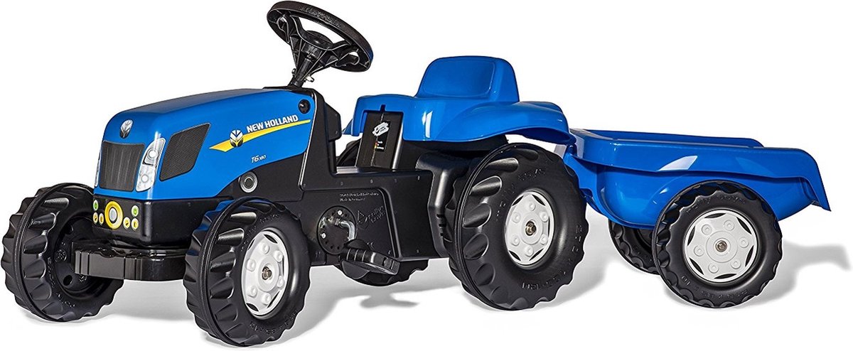 Rolly Toys Rollykid New Holland - Tracteur à pédales avec remorque à partir de 2,5 ans