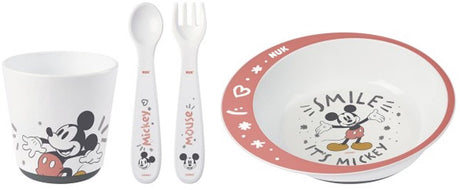 Set de vaisselle pour enfants Nuk Mickey - en plastique, passe au micro-ondes et au lave-vaisselle.